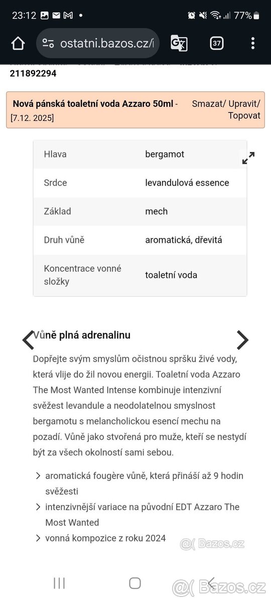 Nová pánská toaletní voda Azzaro 50ml - 5