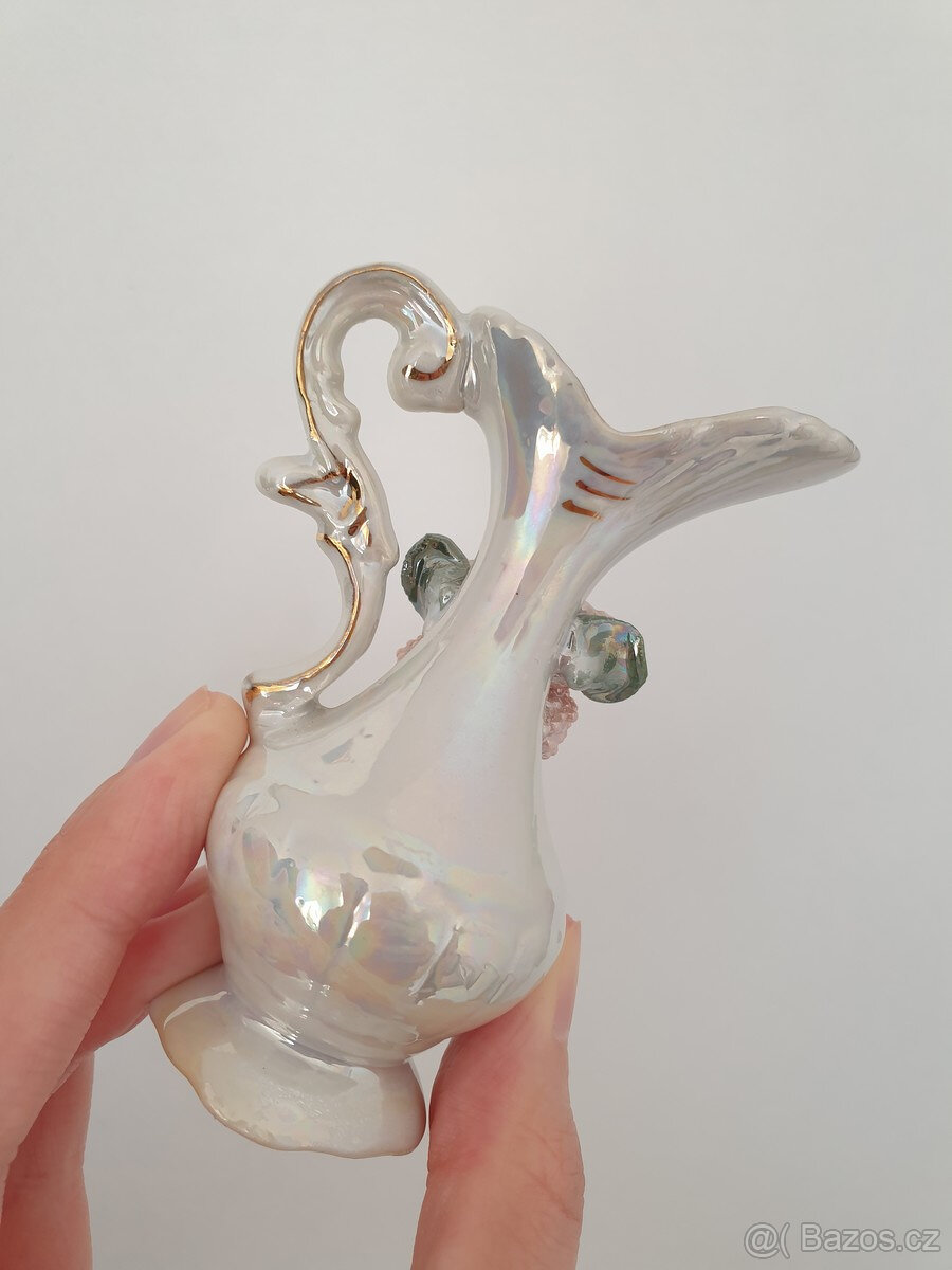 Retro dekorace duhový porcelán džbánek květinky - 5