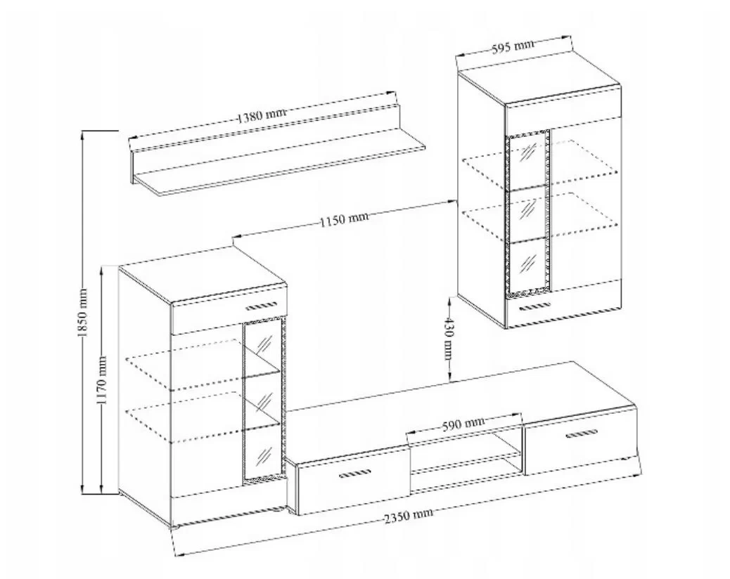 Obývací stěna Moder Dub san remo - 5