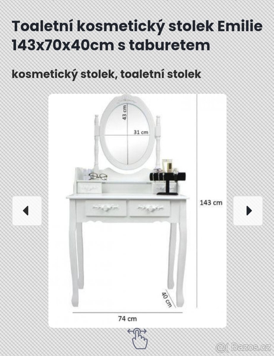 Toaletní stolek se zrcadlem a taburetem - 5