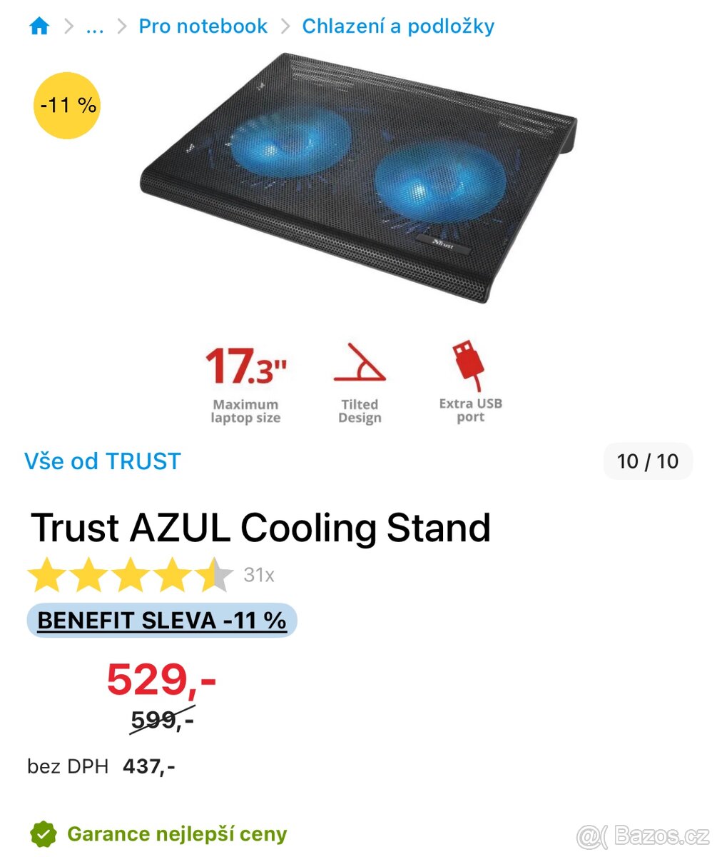 Chladící podložka Trust AZUL Cooling Stand - 5