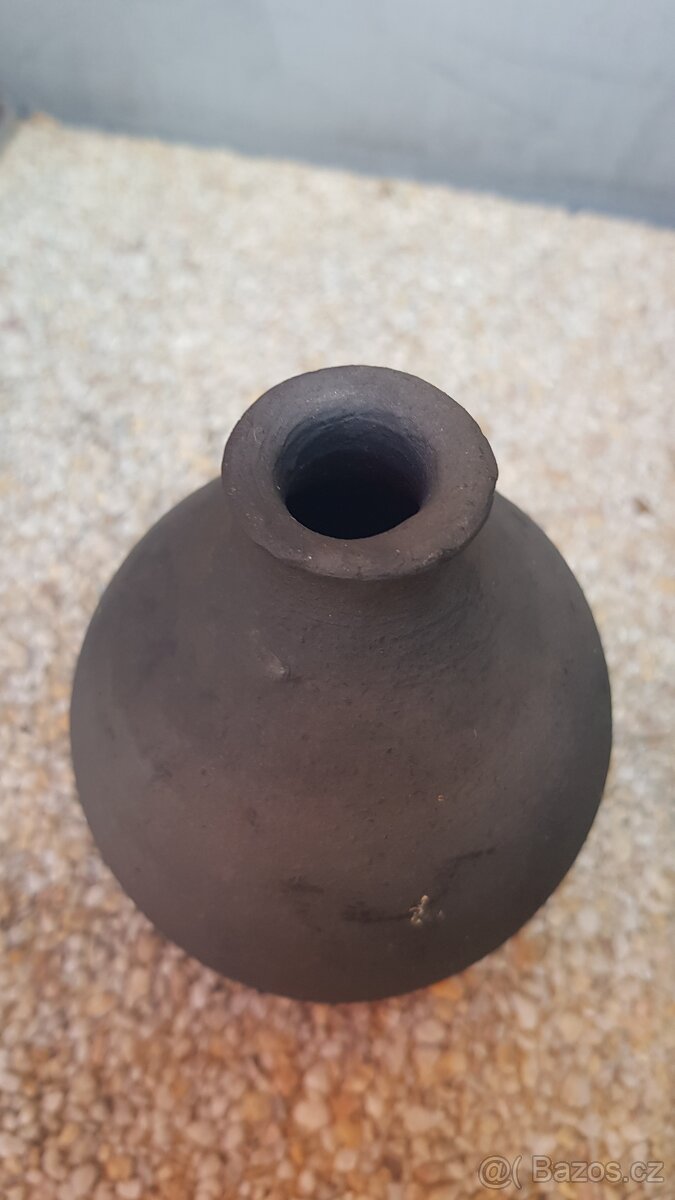 Stará hliněná váza 13cm - 5