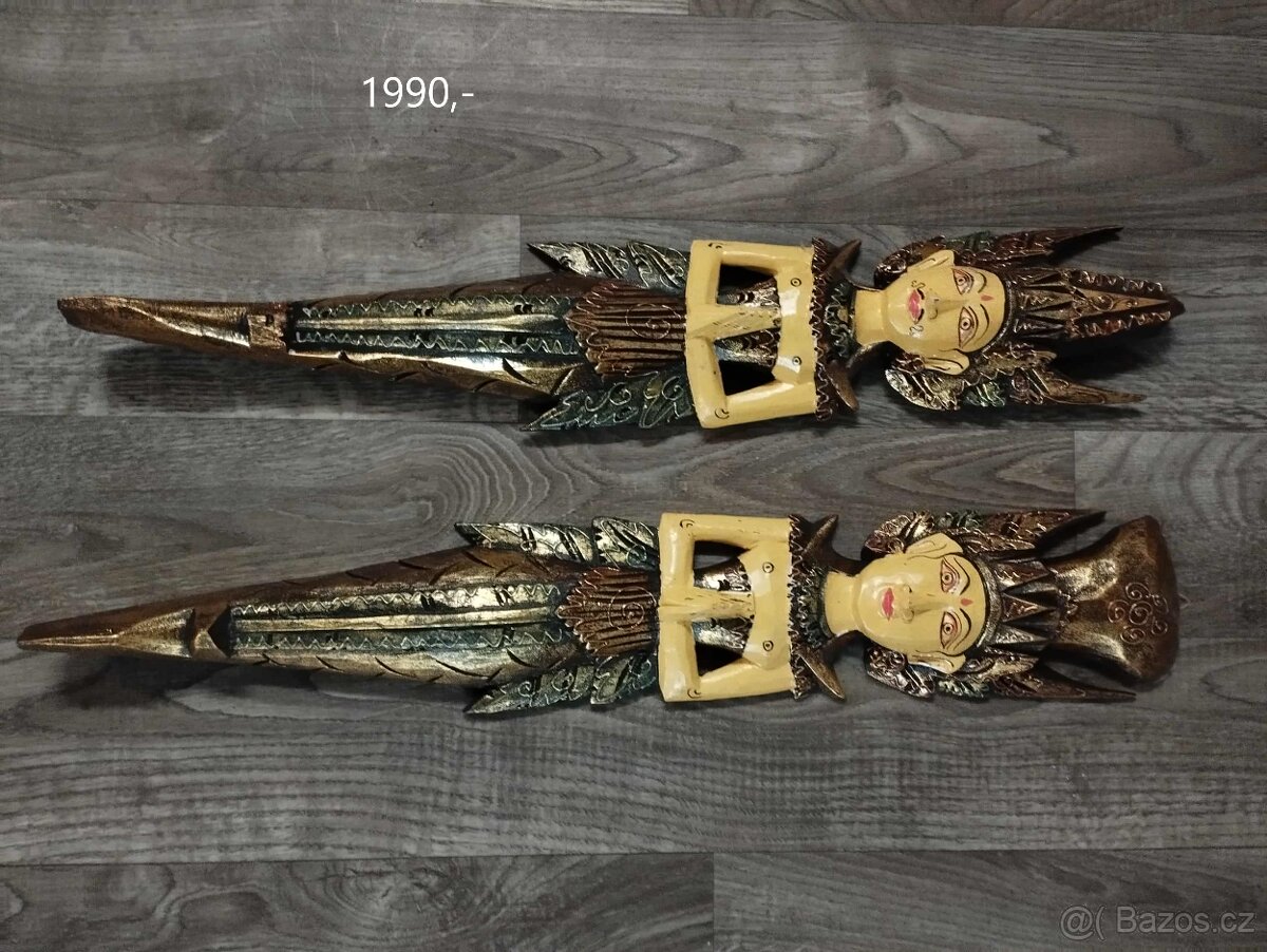 Ručně vyřezávané dřevěné sochy a masky ze Srí Lanky - 5