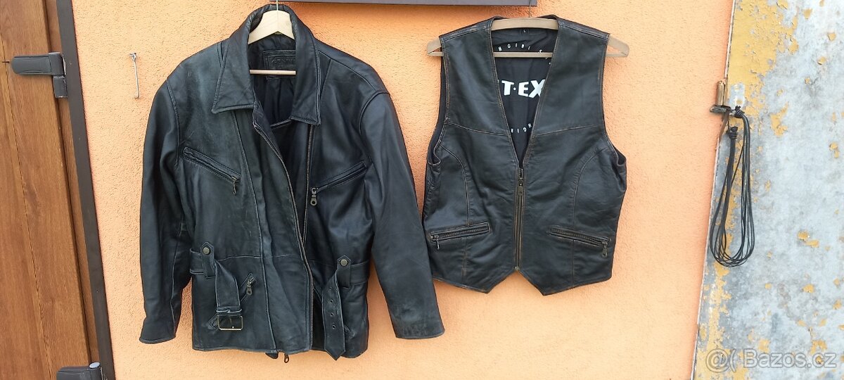 Kožená bunda a vesta vel. L - 5