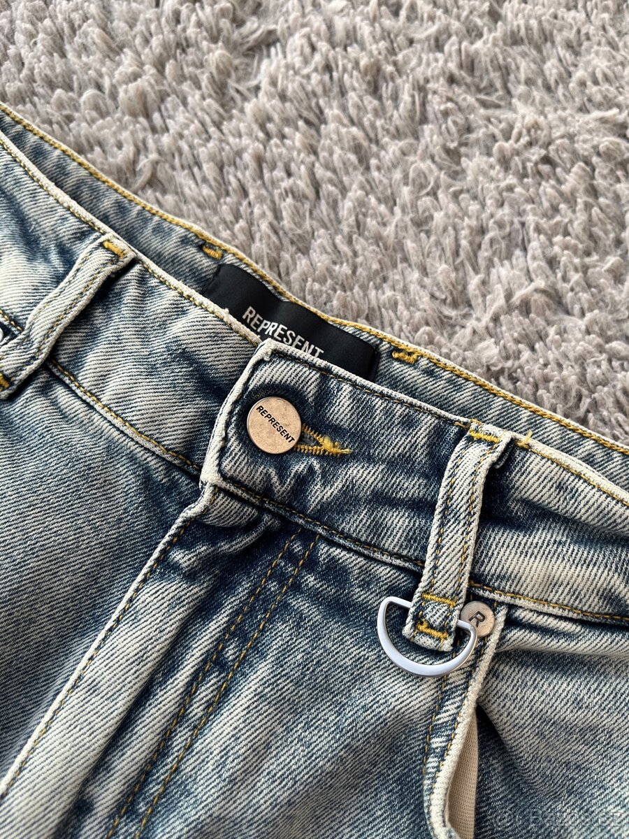 Represent Baggy Destroyer Denim Worm Blue kalhoty - 5