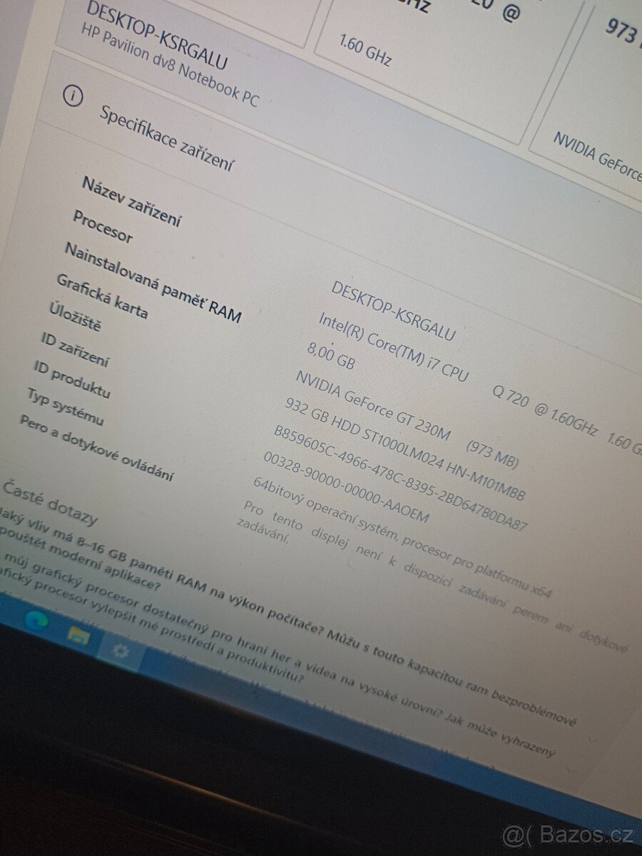 18.4" velké HP 8gb RAM/1TB HDD/i7 - 5