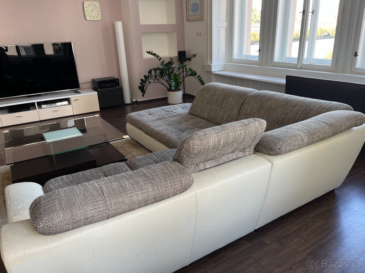 velka sedací souprava bila, velka sedačka - 5