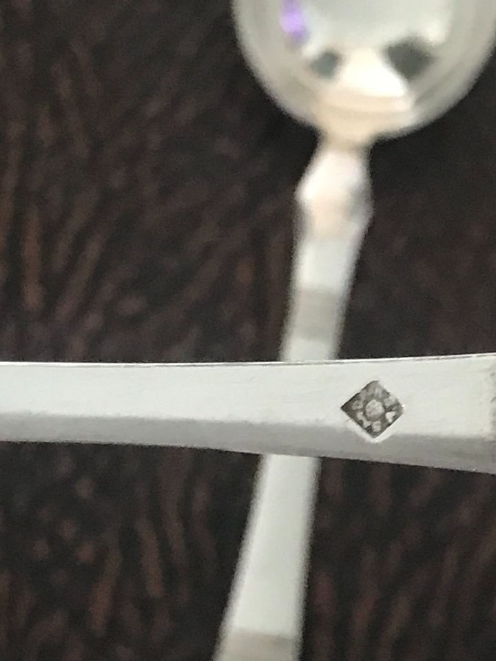 starožitné postříbřené lžičky Sandrik Alpaka 13ks - 5