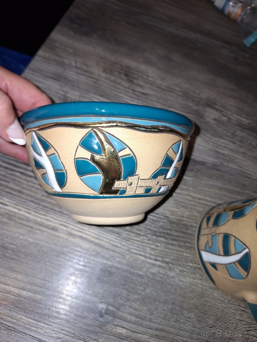 Keramika zlacená souprava, krásná, nepoužitá - 5