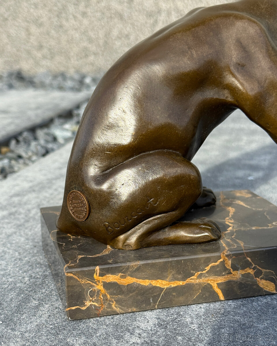 Bronzová socha Kočka hrající si luxusní dekorace dárek - 5