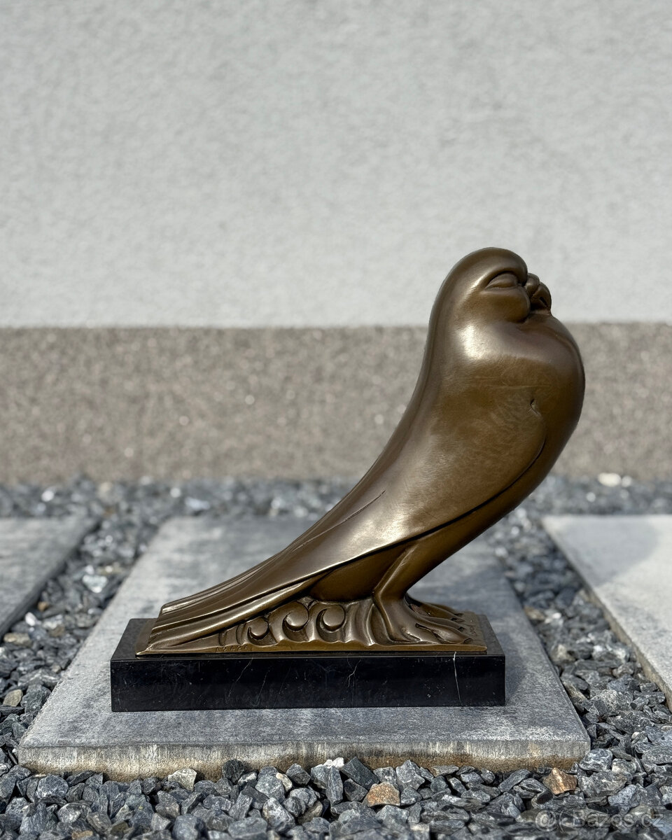 Bronzová socha Holub luxusní art deco dekorace z bronzu - 5