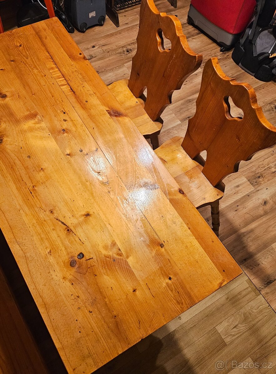 Retro stůl s lavicí a židlemi - 5
