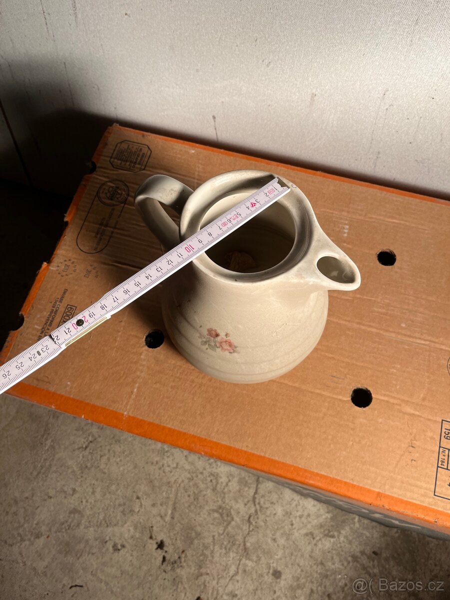 Retro keramický/porcelánový džbán s květinovým dekorem - 5