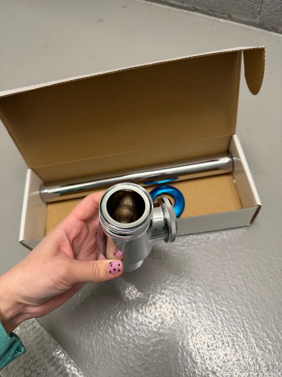 Oltens 1 1/4" Basin Siphon (Chrome/Blue) - 5