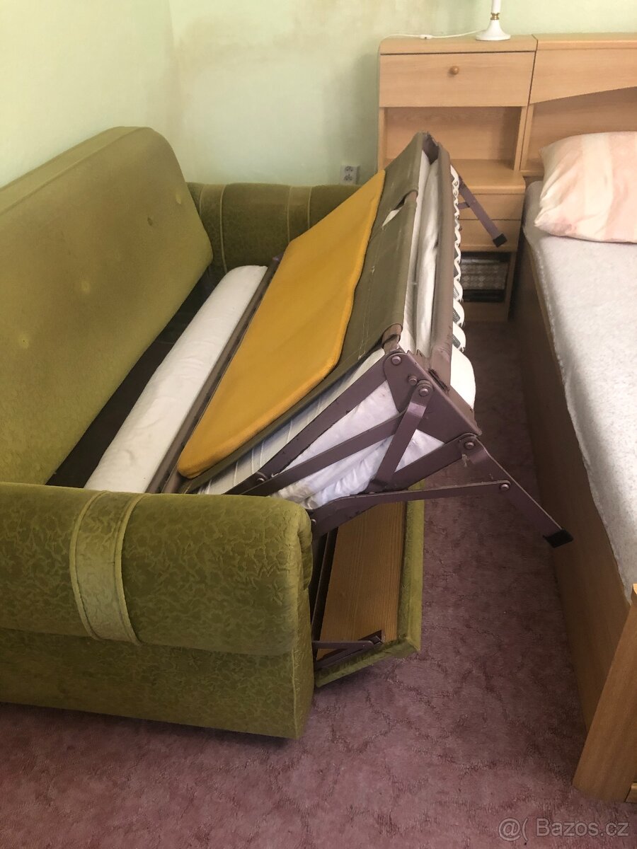 Retro pohovka + 2 křesla zelené - 5