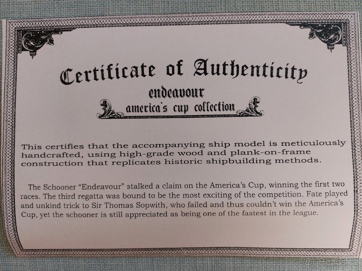 Dřevěný model lodi Endeavour 1934 - 5