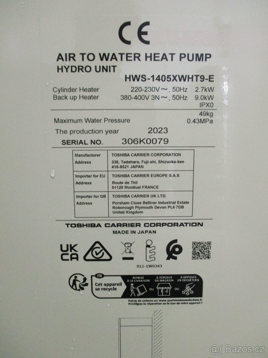 Tepelné čerpadlo Toshiba Estia 16kW split - vzduch-voda - 5