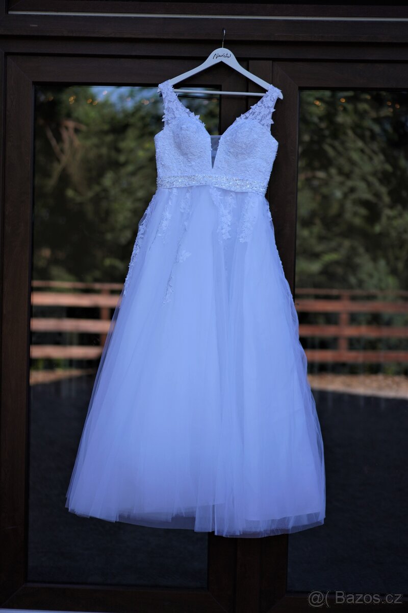 Svatební šaty 40/46 bílé - 5