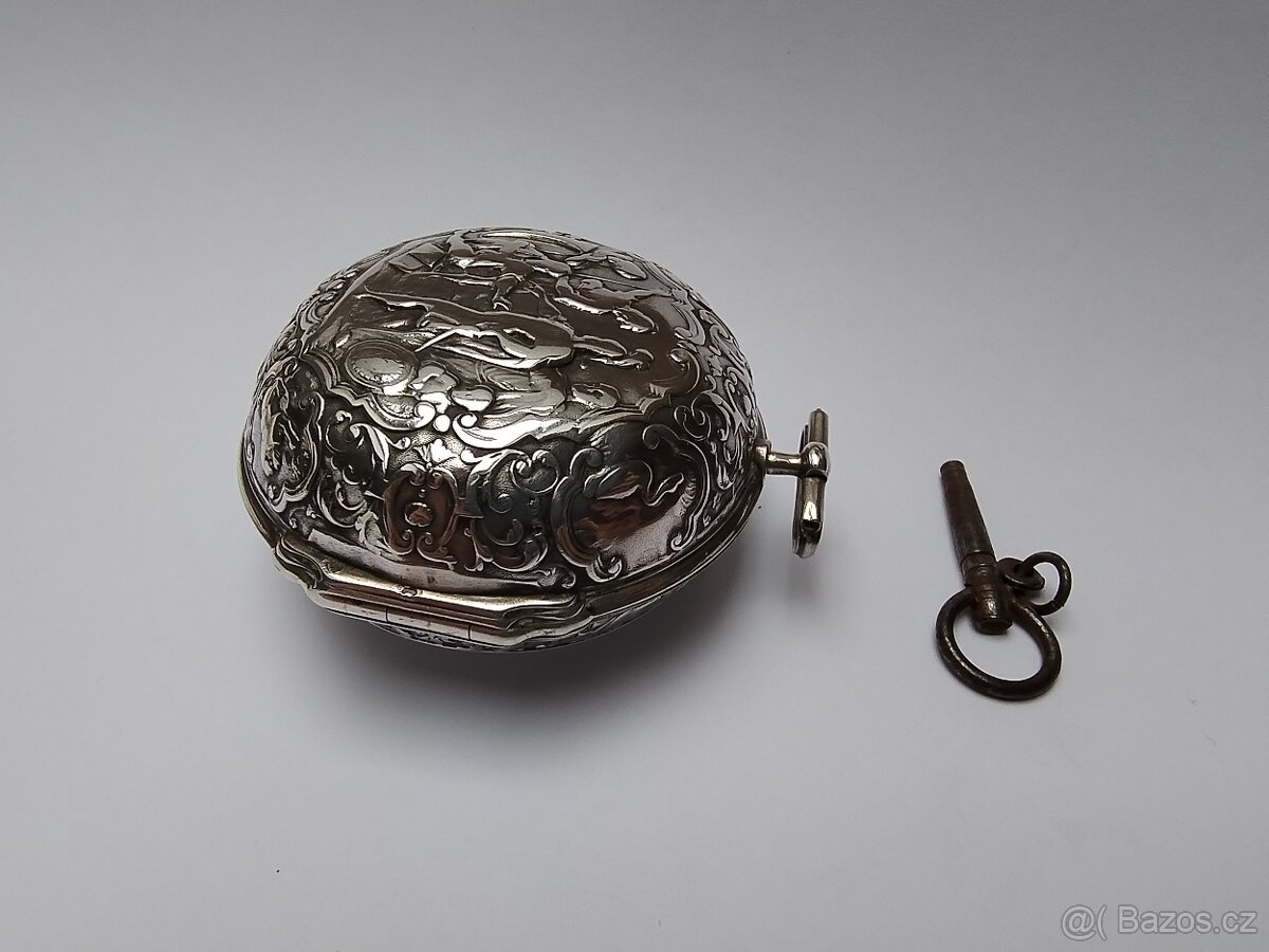 Stříbrné hodinky špindlovky oignon 18. století - 5