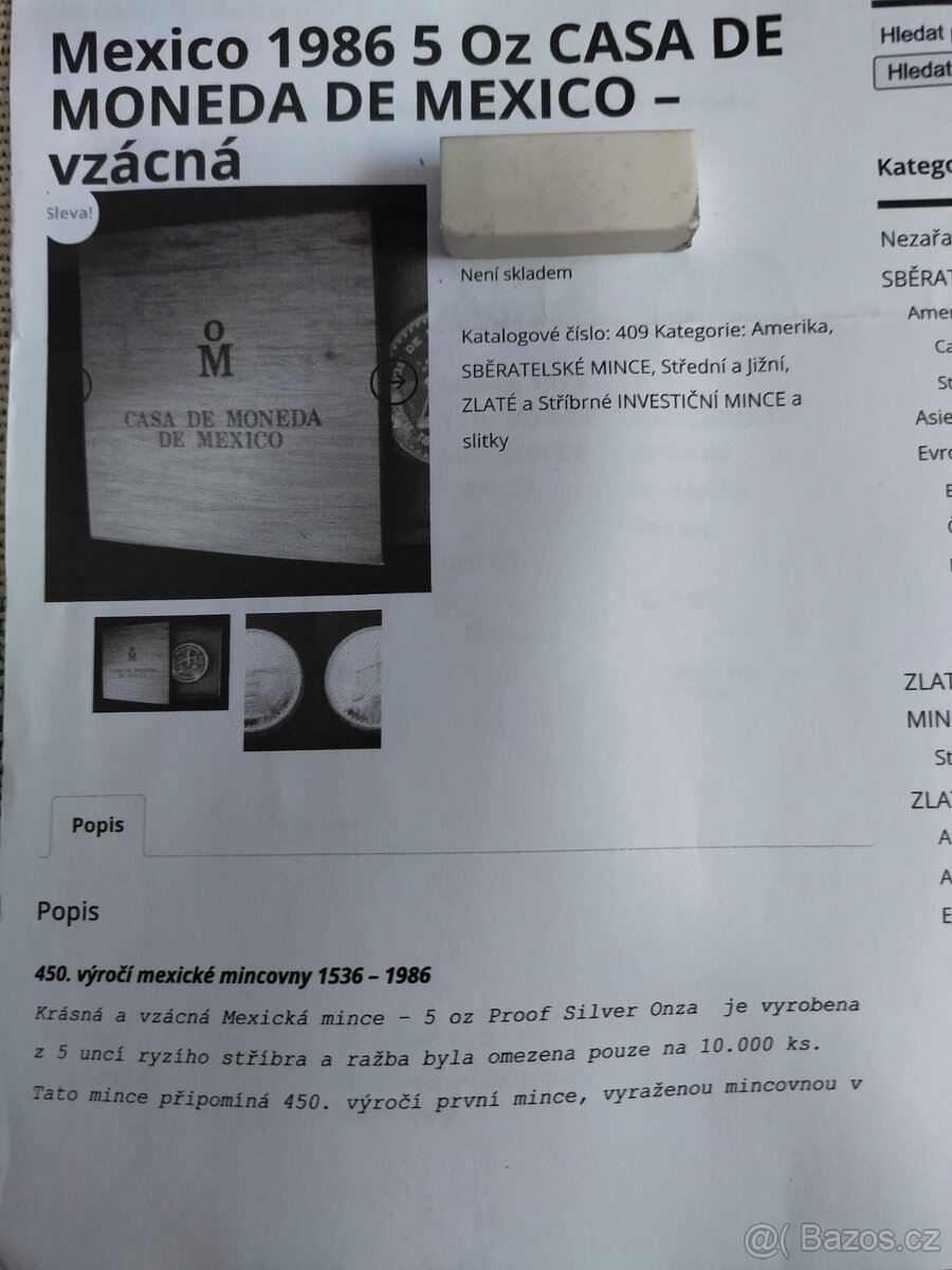 5 OZ Ag Mexico 1986 VZÁCNÁ - 5