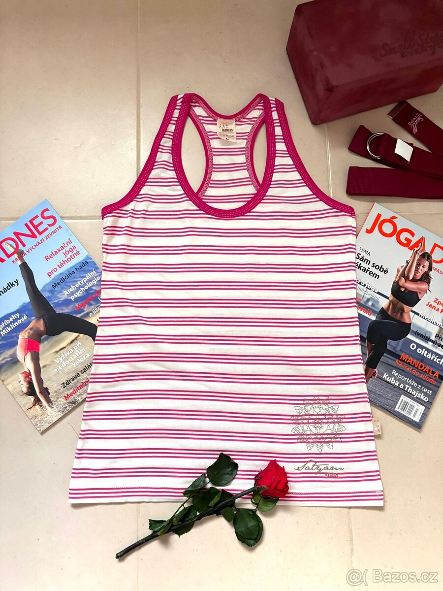 JÓGA NOVÉ nátělník tílko biobavlna S/M pruhovaný - 5