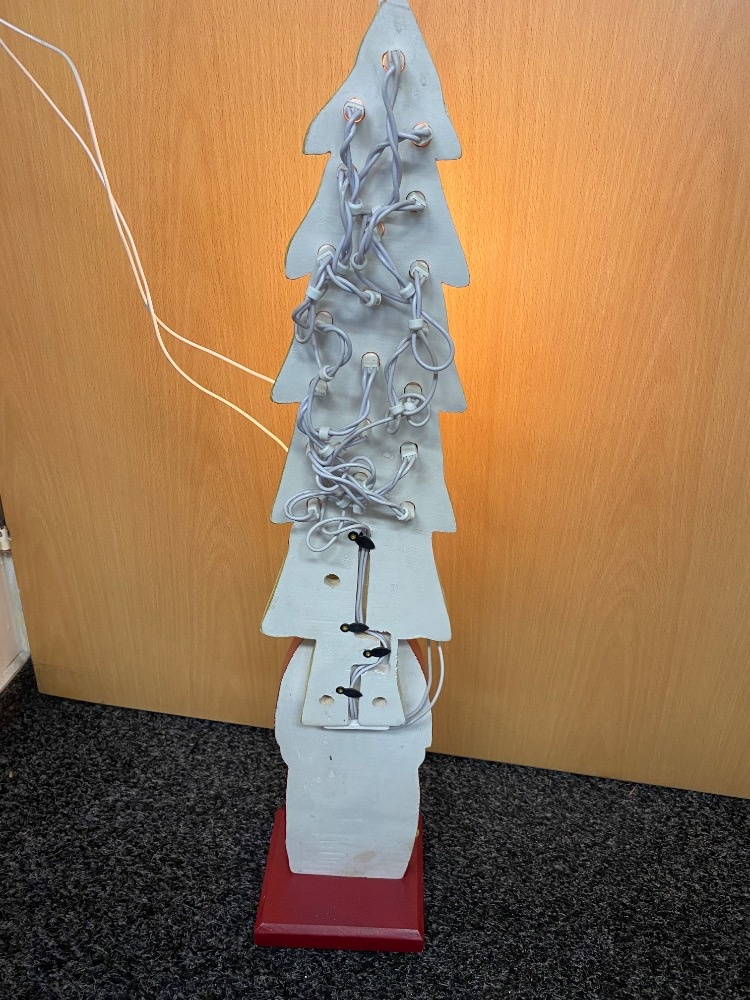 Dřevěná vánoční dekorace svítící sněhulák - 5