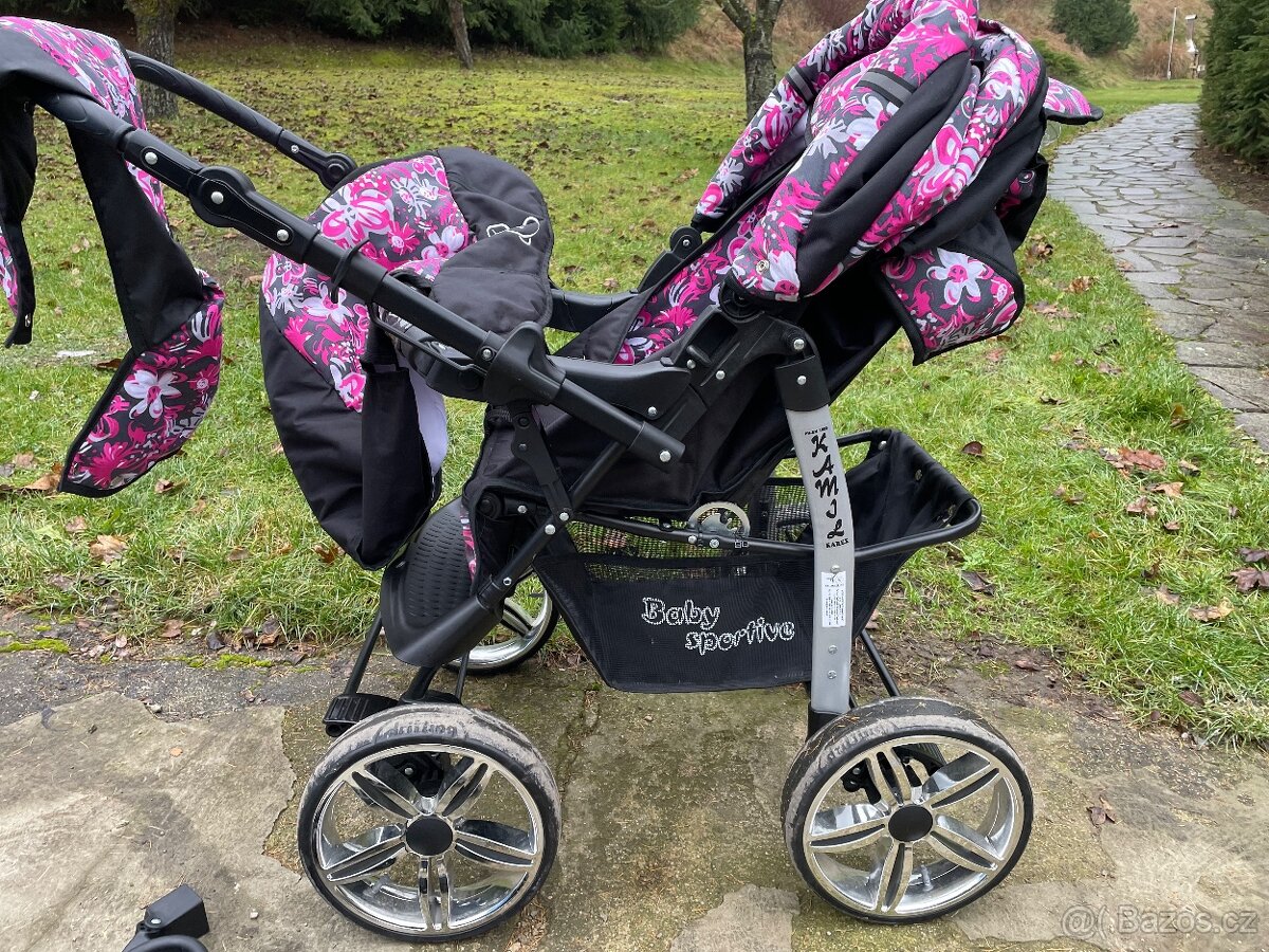Kočárek trojkombinace pěkný-skládací komplet - 5