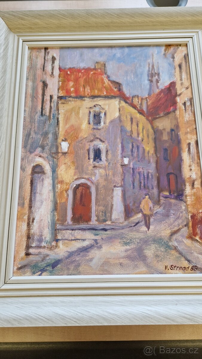 Obraz Kožná ulice olej 40x30 s věnováním - 5