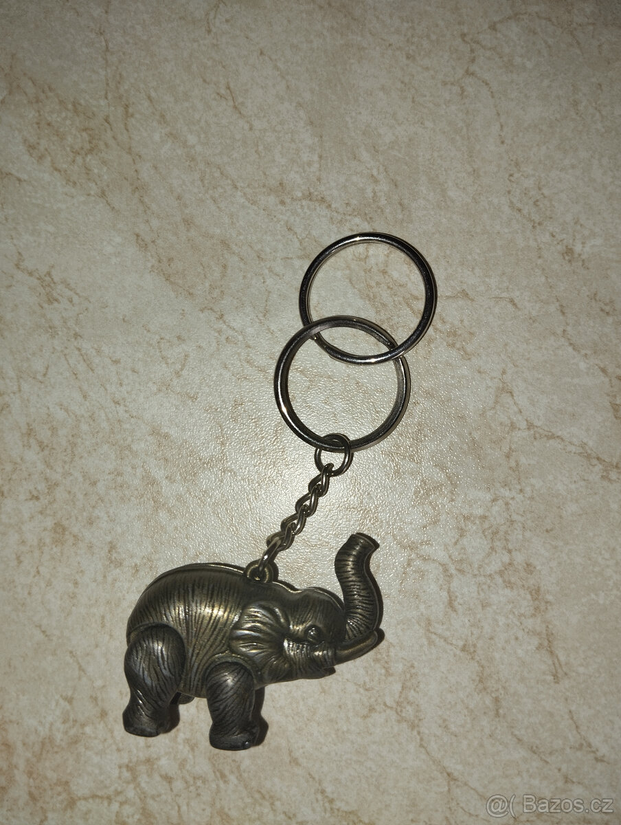 Přívěsek na klíče, kabelku, slon kovový - 5