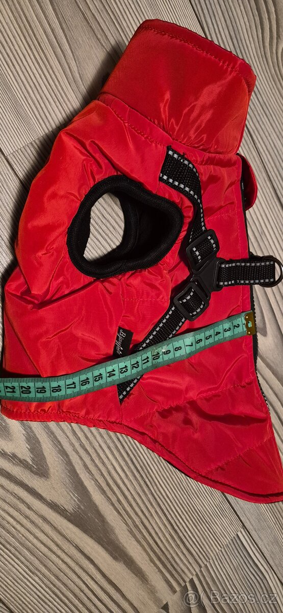 Zimní bundička pro psa,vespod fleesová,teplá,vel.M - 5