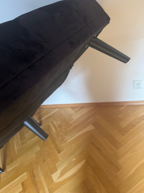 Rozkládací sofa-pohovka-postel černý samet - 5