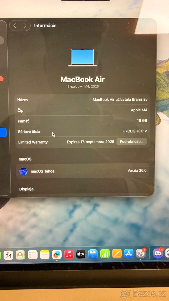 MacBook Air 13” M4 2025 16GB RAM/M4/256GB SSD/Záruka - 5