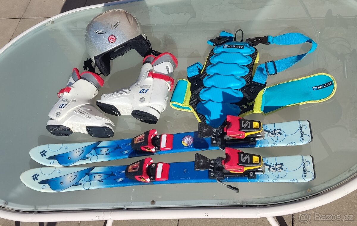 Dětské lyže, lyžáky, helma a páteřák - 5
