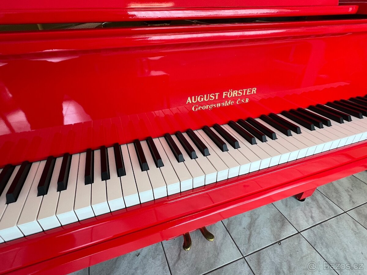Červený klavír August Forster po opravě, se zárukou a doprav - 5