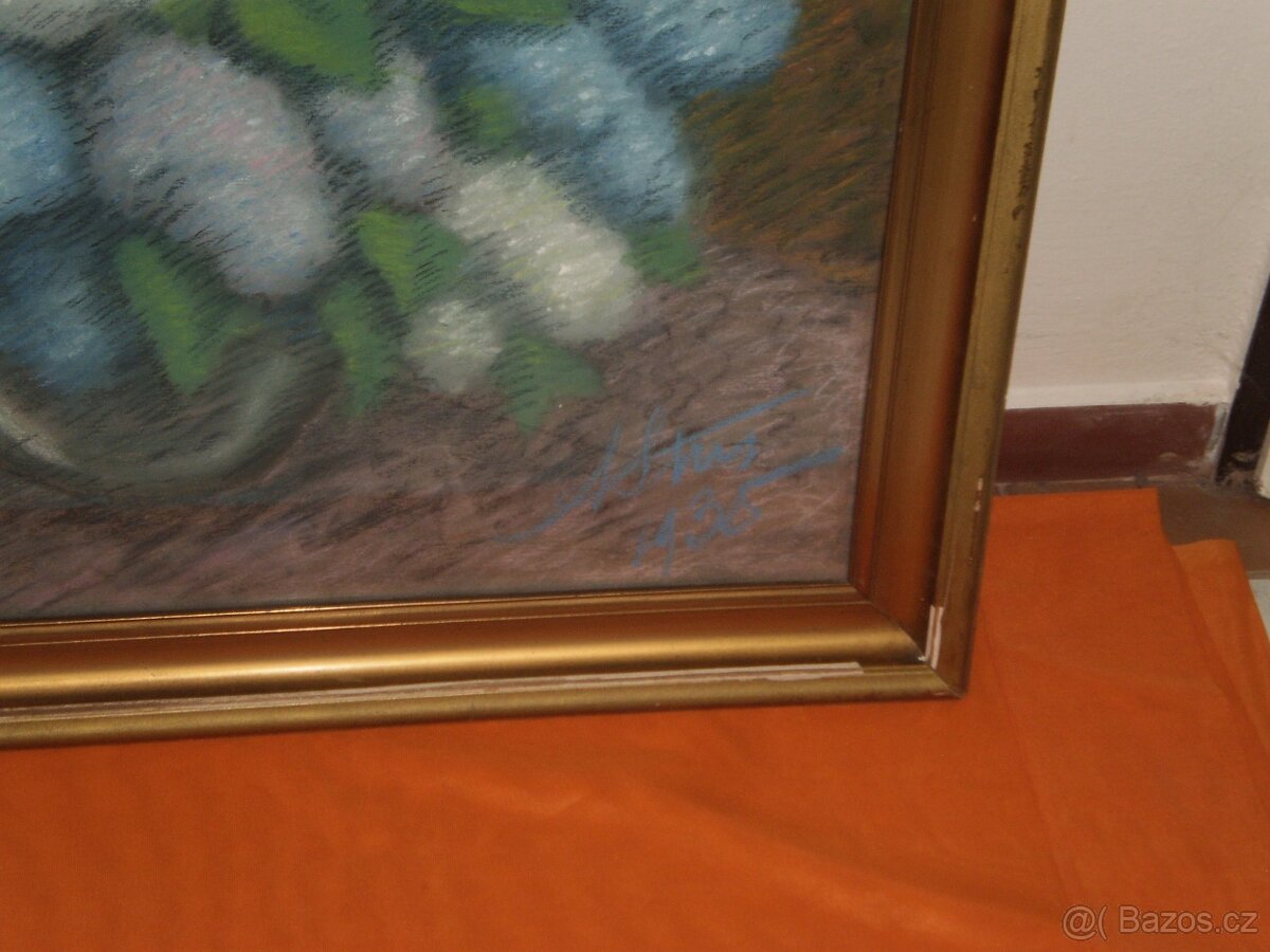 obraz - olej - signace ++ šeřík ve váze++ 72x81 cm - 5