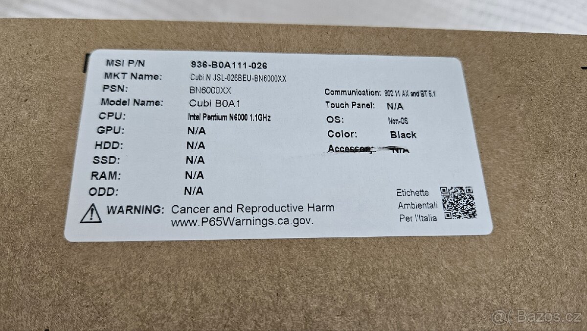 Prodám mini PC MSI Cubi N6000 - 5