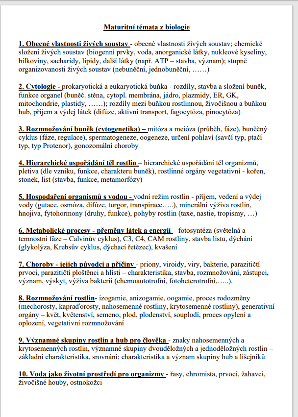 Maturitní otázky biologie - 5