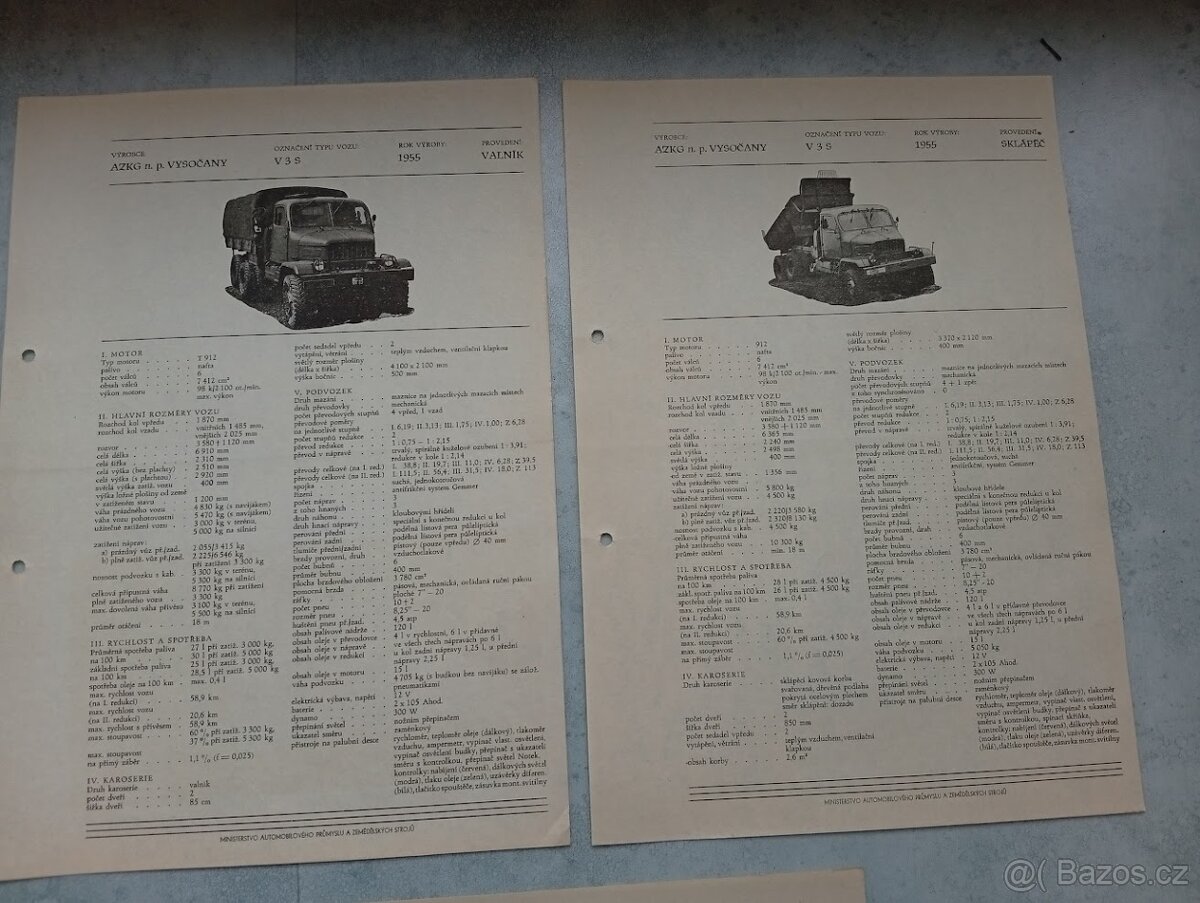 Praga V3S, S5T - technické listy - doprava v ceně - 5