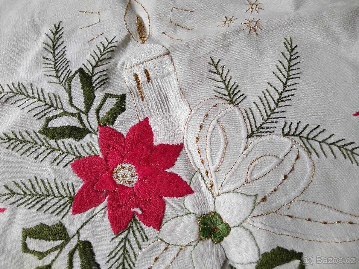 vánoční ubrus 82x82 cm + 2x dečka 43x27 cm 100% bavlna-nové - 5