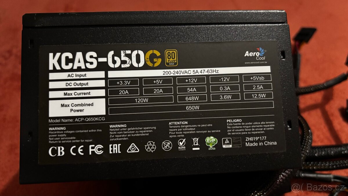Počítačový zdroj Aerocool KCAS 650W 80Plus Gold - 5
