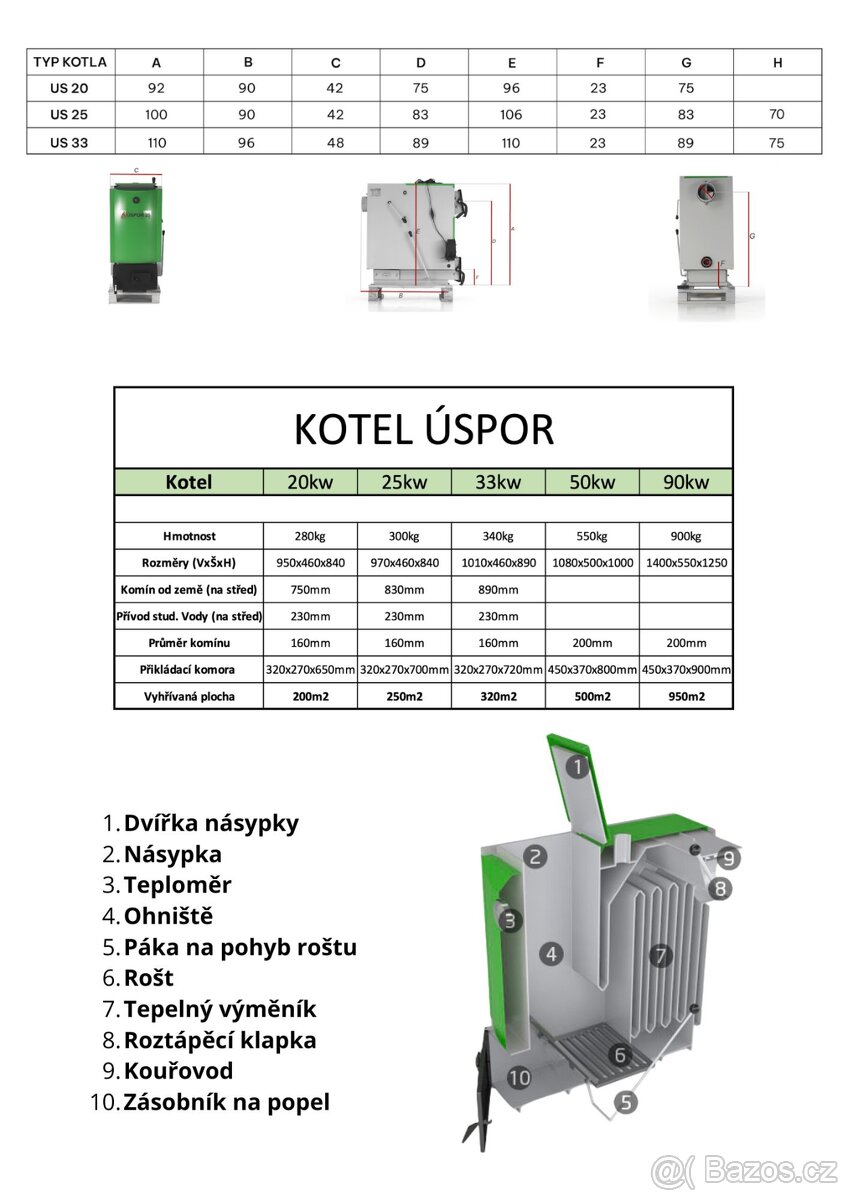 Kotel ÚSPOR V 20-90 kW – levné topení na dřevo, štěpku,apod - 5
