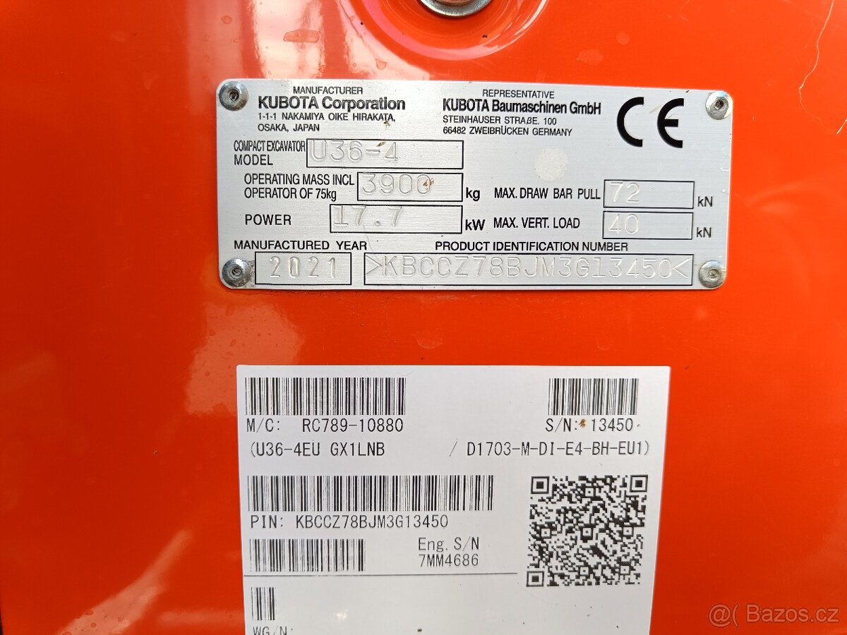 Minibagr Kubota U 36-4 r.v.2021 - 5