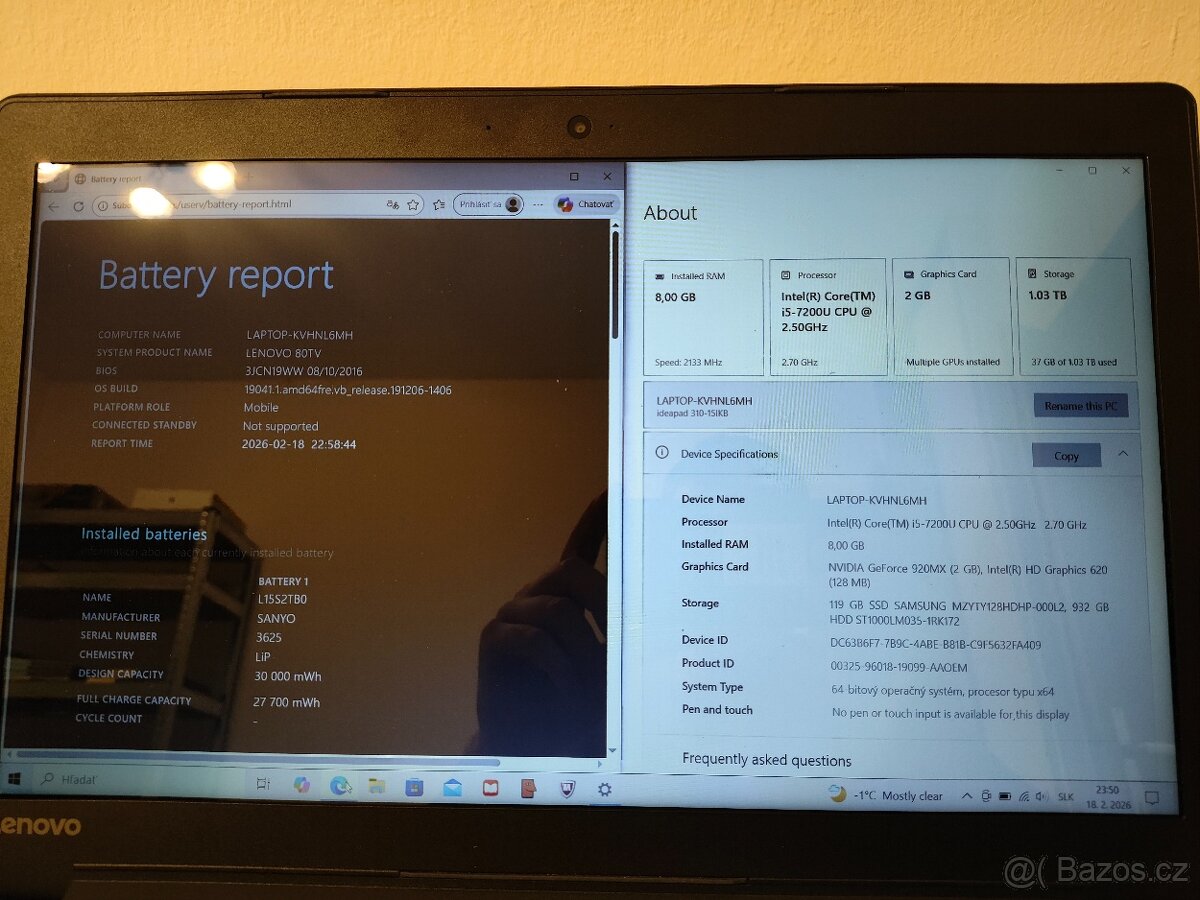 IdeaPad 310-15IKB – i5-7200U | 8GB | SSD+HDD - 5