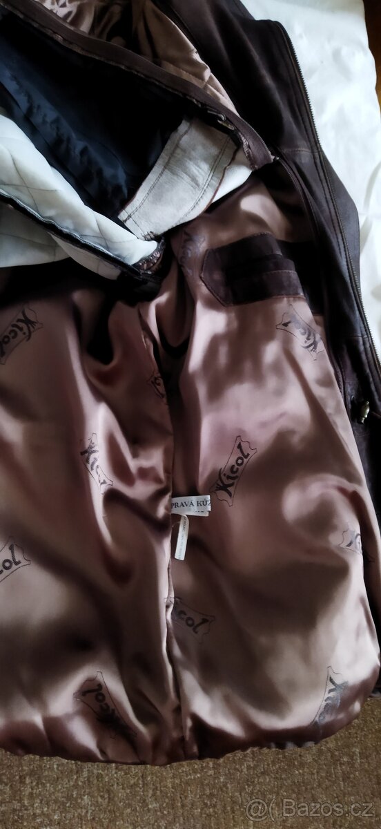 Pánská hnědá bunda z broušené kůže - 5