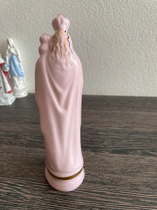 Sběratelská soška růžový porcelán Marie Lurdská - 5