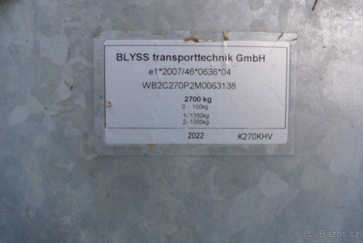 nakladní přívěs, 3stranný sklapěč, 2700kg, 300x180x40cm - 5