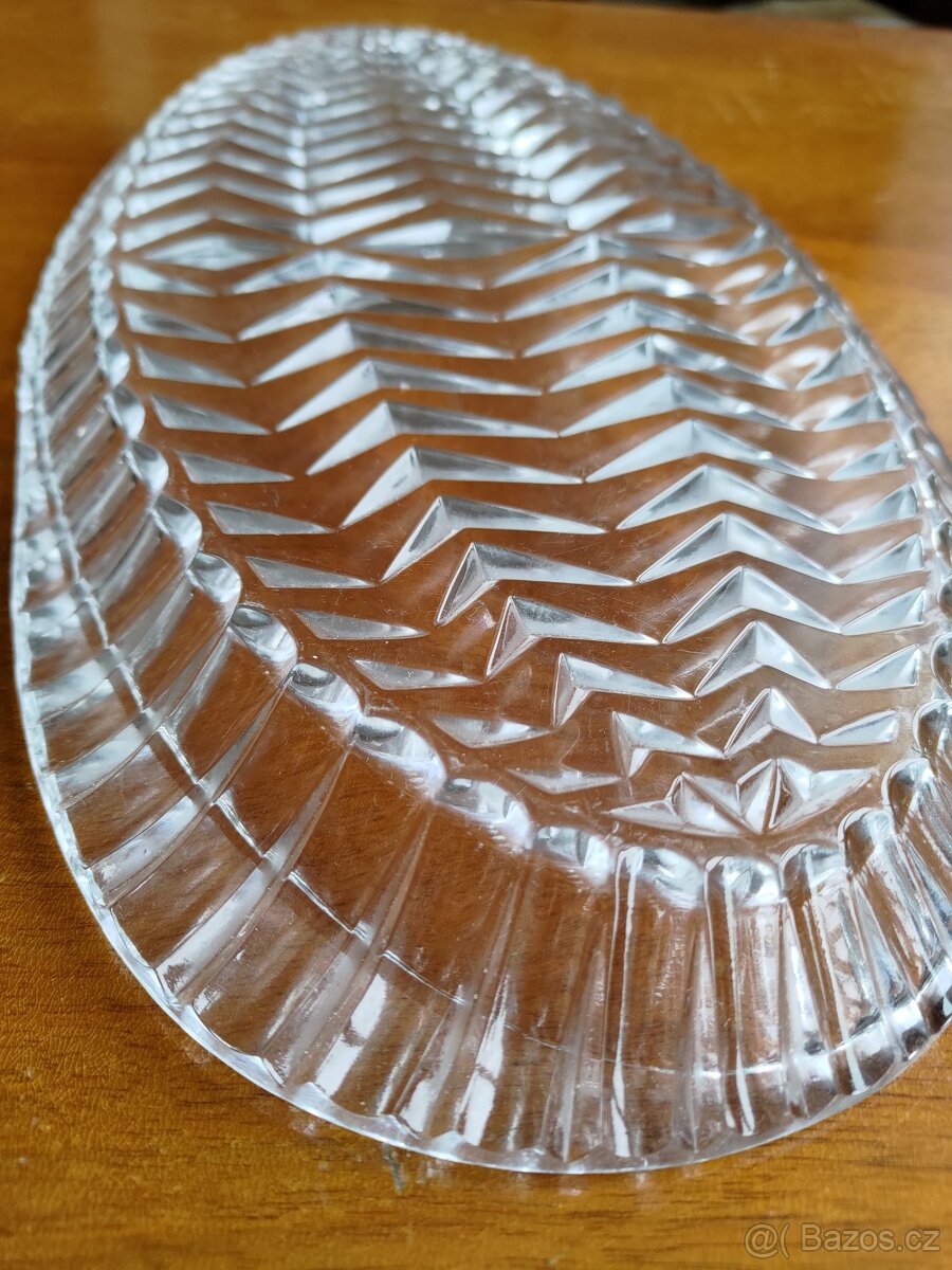 Skleněný broušený tác, podnos - 5