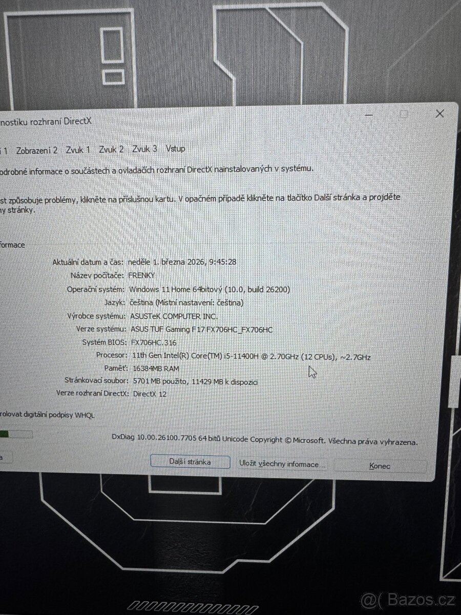 Velký herní notebook Asus TUF Gaming - 5