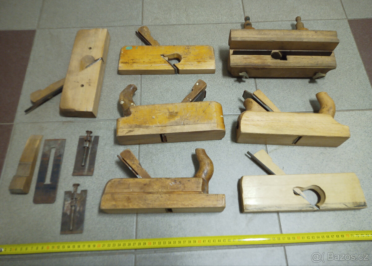 Sada historických retro dřevěných hoblíků + macek - 5