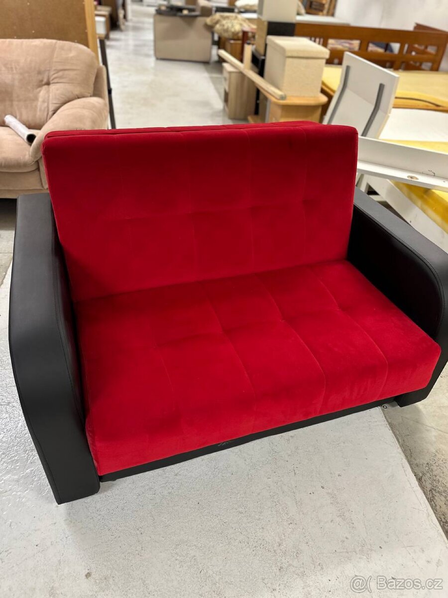 Rozkládací pohovka červeno-černá - 5